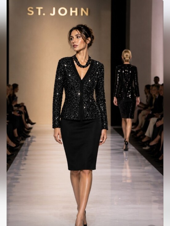 St. John Dresses & Skirts - Exquisite St John Evening 6 Black Hundreds Swarovski Crystals Buttons Skirt Suit